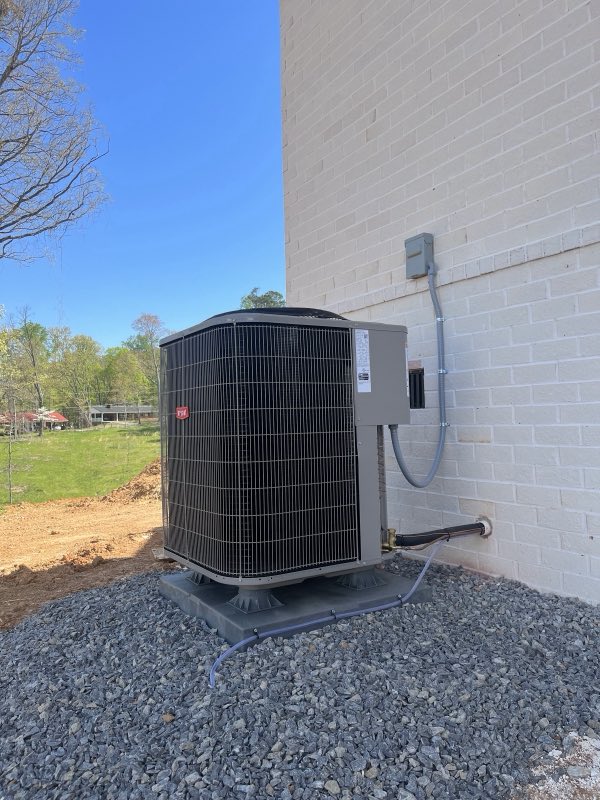 Outdoor AC condenser installation